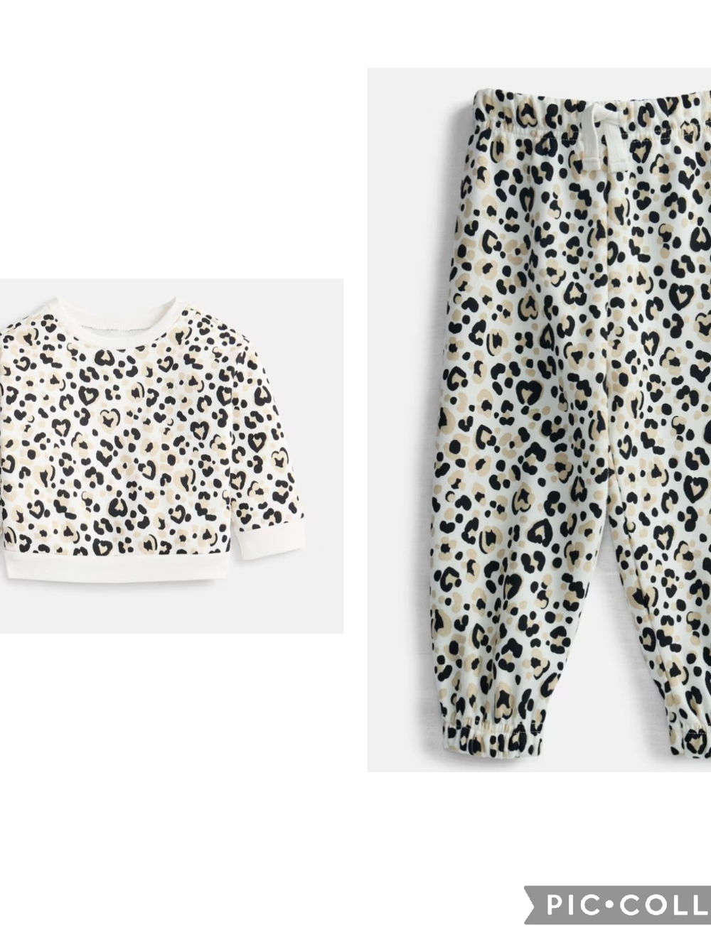 Wonder Nation Baby Girl Fleece Crewneck & Joggers 2-Set Old Ivory Cream Leopard